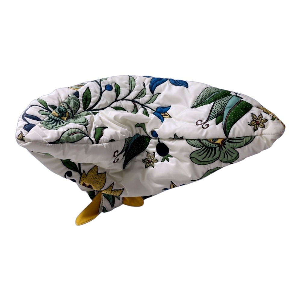 Tory Burch Zoe Tie Bag Floral Quilted Padded Hobo Shoulder Bag Yellow White - Picture 4 of 13